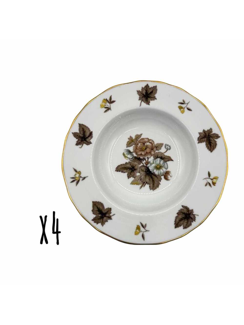 Set of 4 Vintage Royal Worcester Dorchester 8” Rim Soup Bowls